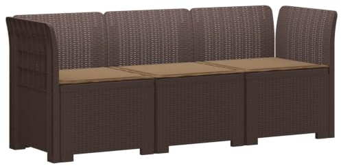 LoogCape 3-Sitzer Garten Sofa mit Kissen braun im Rattan-Look, wetterfestes Outdoor Lounge Sofa mit modularen Elementen für Terrasse Balkon Wintergarten