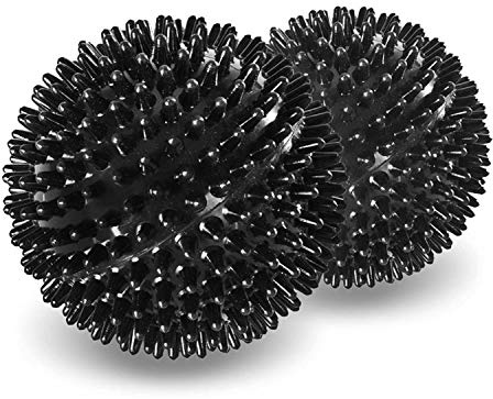 KAWANYO - Igelball 10 cm im 2er Set schwarz - Massageball mit Noppen für Triggerpunkt Massage an Händen, Füßen & Rücken - Noppenball zur Behandlung von Verspannungen, Stresssymptomen & Cellulite