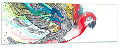 Panorama Bilder auf Glas 160x50cm Glasbild Parrot Flügel Federn Natur Groß XXL Wanddeko Bild im Glas Schlafzimmer Küche Wandbilder Dekoration Wohnzimmer Modern Wand Kunstdruck Art GAB160x50-3008