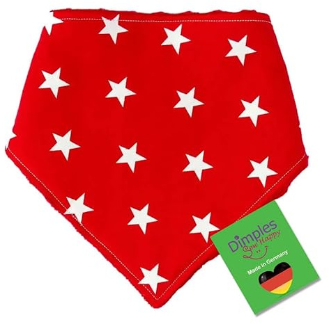 Dimples Hundehalstuch - Rot mit Sternen - Halstuch, Bandana, Dreieckstuch für kleine mittlere und Grosse Hunde Welpen und Katzen - Tier Besitzer Geschenk - Handgemachtes Accessoire 35cm