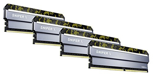 G.Skill Sniper X Series 32 Go (4x 8 Go) DDR4 3200 MHz CL16 - Kit Quad Channel 4 barrettes de RAM DDR4 PC4-25600 - F4-3200C16Q-32GSXKB ( Catégorie : Mémoire PC )