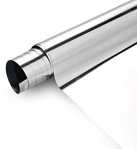 Window Film Privacy One Way Window Reflective Film Sun Blocking, Heat Control and Anti UV Adhesive Mirror Window Tint for Home and Office, 20Inch x10Feet, Silver