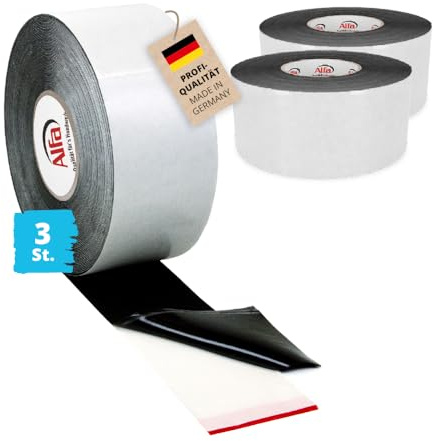 Alfa 3x Holzschutzband – Terrassenband 80 mm x 20 m – EPDM Abdeckband Holz | Profi Qualität – Selbstklebendes EPDM-Holzschutzband für Terrassen, Fassaden und Unterkonstruktionen, wasserdicht – 1 mm dick