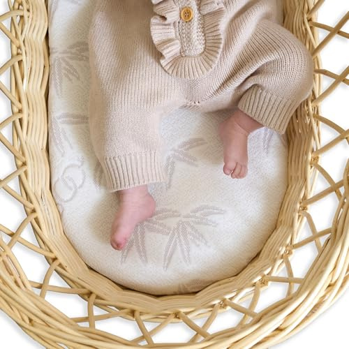 Clair de Lune Matratze für Babykörbchen aus natürlichem Bambus, 65 x 28 x 3 cm