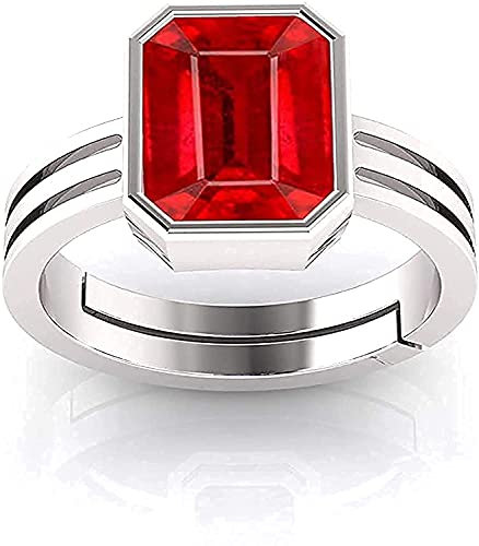 Akshita gems 11,25 Ratti 10,00 Karat natürlicher Burma Rubin Manik 925 Strelling Silber Ring Lose Edelstein Verstellbarer Ring für Damen und Herren Natürlicher Rubin 92.5 Strelling Silber Ring Rubin,