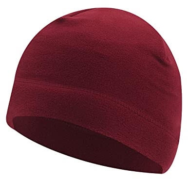 Cicilin 2 delar dödskallemössa mössa termisk töjbar vinter cykelmössa fleece hjälmfoder andningsbara mössor unisex löparmössor, Vinrött, one size