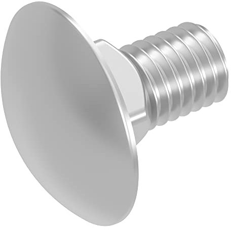 SECCARO Lot de 20 vis de serrure M6 x 12 mm, acier inoxydable V2A VA A2, DIN 603 / ISO 8677, tête ronde plate avec embout carré, filetage complet