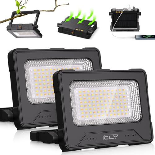Faro LED Ricaricabile 100W, CLV Faretto LED Ricaricabile USB 12000mAh Lampada da Lavoro 4 Modalità di Illuminazione 5 Luminosità Luce Portatile Magnete Luci LED Portatile per Campeggio Cantiere