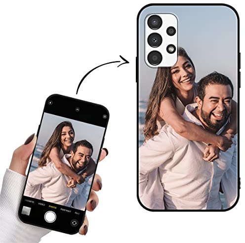 Yoedge Personalisierte Handyhülle für Samsung Galaxy A13 4G Hülle Selbst Gestalten Eigenem Foto Bild Text Personalisiert Case Individuelle Geschenk Schutzhülle Schwarz Cover für Samsung A13 4G 6,6