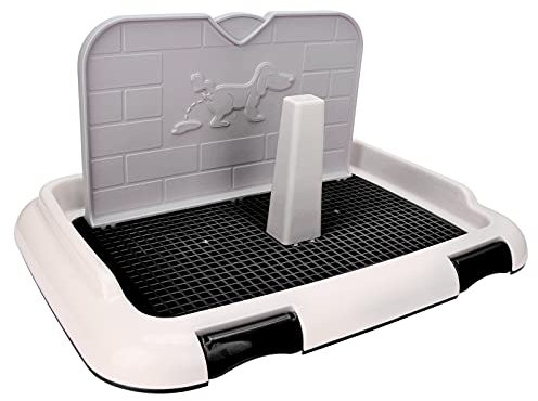 Hundetoilette, Hundetoilette mit Pinkelschutz, hält Pfoten und Böden trocken, Wiederverwendbare Hundetoilette für drinnen und draußen, für kleine Hunde und Welpen (Schwarz)