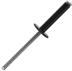 Rivets éclatés 4x16 mm RAL 9005 noir foncé tête large alu acier par 50