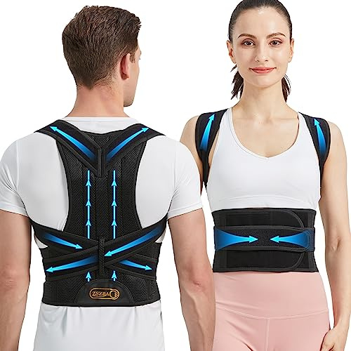 ZSZBACE Correttore Posturale Regolabile Premium, Fascia Posturale Spalle Schiena, Sollievo Dal Dolore Alla Vita Schiena e Alle Spalle, Unisex (M)