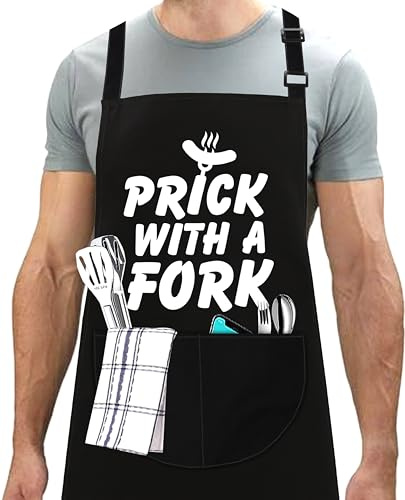 LINEN CLOSET Tabliers de barbecue réglables pour homme - Tablier de chef amusant et grossier - Cadeau de Noël pour papa, fils, père, mari avec 2 poches - Tablier Me Boss You Wife, Noir 2, taille