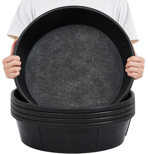 Sadnyy 3 Pcs 12 Quart/ 3 Gallon Rubber Feeder Pan, Rubber Feed Pan Utility Horse Feed Bucket Dog Bowl Horse Feeder for Cats Dogs Goats Chicken Dust Bath Container Animal Feeding, 17.5 x 5.3 inches