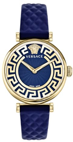 Versace Damen Armbanduhr Lady Lederarmband blau 35mm VE1CA0223