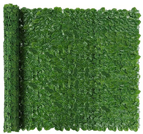 Jinwu Künstlicher Efeu-Sichtschutzzaun, 308 x 152 cm, künstliche Efeu-Hecke, erweiterbarer künstlicher Sichtschutzzaun mit 80 Kabelbindern, Dekoration für Wand, Garten, Hochzeitsdekoration