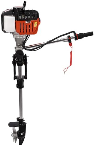 2-Stroke 2.5HP Outboard Motor, 52CC Heavy Duty Fishing Boat Engine with Air Cooling System, Boat Motor Gas Powered Boat Engine for Kayaks Canoes Dinghies Inflatable Boats