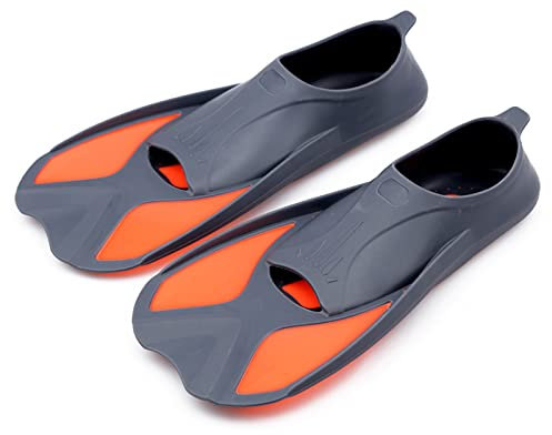 KKPLZZ 1 Paar -Schwimmtrainingsflossen, Schwimmflossen, Lernschwimmausrüstung Jungen und Mädchen (Grau und Orange)