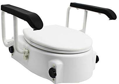 Rialzo per Sedile WC rialzato - 3 Livelli di Regolazione in Altezza 6/10 14 cm Rialzo per Sedile WC Standard, Sedile per WC Portatile per disabili con Maniglie, Sedile rialzato per disabili con br