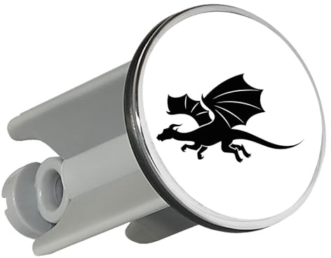 Huuraa Waschbeckenstöpsel Drache Silhouette Geschenk | Universal Stopfen 4cm höhenverstellbar Abflussstopfen Geschenkidee Stöpsel mit Motiv für das Waschbecken
