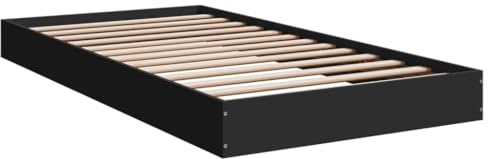 vidaXL Bed Frame, Bed Base for Bedroom, Mattress Foundation for Single Bed, Bedstead, Modern Style, Black 100x200 cm Engineered Wood