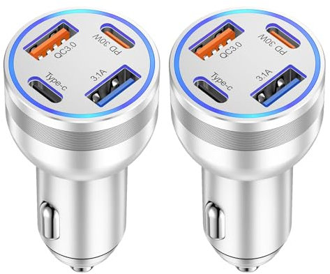 Chargeur Allume Cigare, Avatcen 4 Ports 65 W Adaptateur Chargeur Allume Cigare USB C Rapide Price Allume Cigare 12V Chargeur Voiture pour iPhone 16 15 14 13 12 11 Pro Max Plus iPad Samsung S24 S23