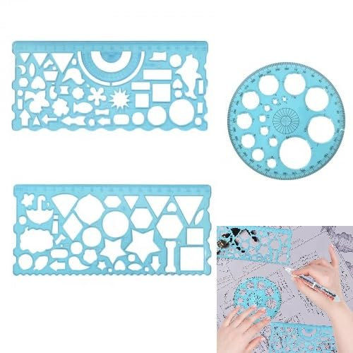 3 Stück Kreisschablonen Zeichenschablone, Kreisschablone zum Zeichnen, Geometrische Zeichnungen Kreisschablonen für Kreisradius, für Büro Schule Zeichnen Messen Gestalten