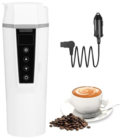 ONEVER Pequeño hervidor de agua portátil de 400 ml con ajuste de temperatura 6 Apagado automático, cepillos y bolsillos, hervidor de viaje para preparar café y té