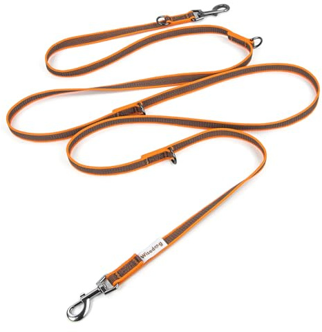 Wisedog Guinzaglio per cani con doppia estremità gommata, leggero, per mani libere, antiscivolo, adatto per passeggiate, corsa, campeggio, 3 m, colore: Arancione