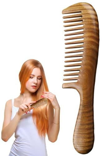 Holzkamm für Damen, Walnussholz, Haarentwirrungskämme, lockiger Haarkamm, Kopfhautmassagegerät, Haarstyling-Werkzeuge für alle Haartypen