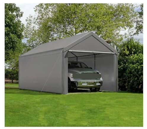JMORCO Geräteschuppen Carport for den Außenbereich, 3 x 6 m, Robustes Überdachungs-Lagerschuppen, tragbare Garage mit abnehmbaren Seitenwänden und Türen