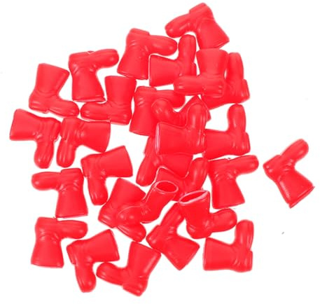 Garneck 100Pieces Mini Santa Claus Boots Craft Set for Christmas Decoration Miniature Red Mini Shoes for Dollhouse and Table Decoration Ideal Creative Craft Projects at Festive Time