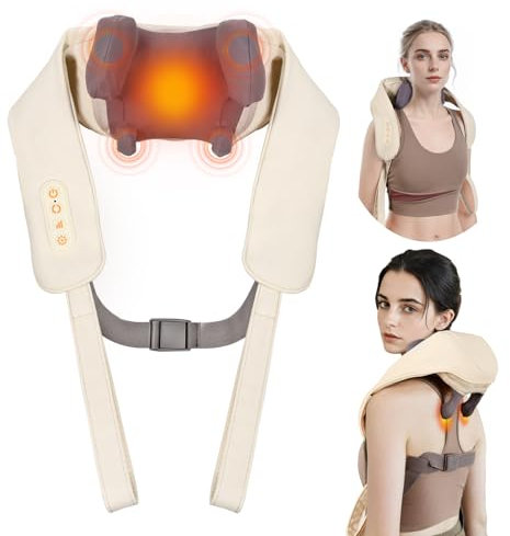 arboleaf 6D Nackenmassagegerät – Handgefertigter, kabelloser Schulter- und Nackenmassager mit Knettechnologie, 2 Heizstufen, 3 Modi, waschbarem Bezug & 90 Min. Akkulaufzeit für ultimative Entspannung