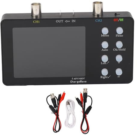 Handheld Oscilloscope, Portable 2 Inch LCD Display 2 Channel Digital Oscilloscope with 2 Red and Black Probe Clips, Automotive Oscilloscope Bandwidth