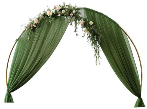 Blausky Hochzeit Vorhang Querbehang Freihanddeko,Kulissenvorhänge Chiffon Stoff Hochzeitsbogen Tüllstoff Bettvorhänge Gardinen Dekoration für Hochzeit Wohnzimmer Zeremonie,Olivgrün,75x550cm