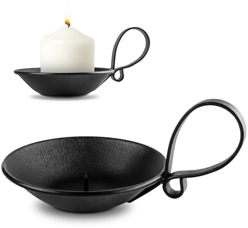 CDWOF Kerzenteller,KerzenstäNder Schwarz,Kerzenuntersetzer,Kerzen Deko,Home Deko,Schwarze Deko,Einfacher Stil, Mit Sicherheits-Nagelkerzenhalter Und Stabilem Griff.