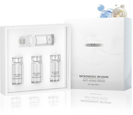Micro Infusion System, Micro Needling Set mit Microneedling Serum, Micro Infusion Gesicht Smooth Skin, Microneedling Set verbessert Linien und Falten, Lip Booster mit 3 Flaschen Essenz und 1 Roller