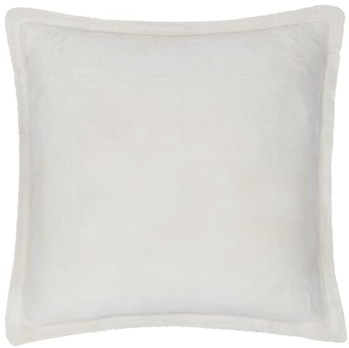 Furn. Funda de cojín de Piel sintética Kallu: cojín Decorativo Suave y Esponjoso con Borde Oxford (Crudo - 45x45cm)