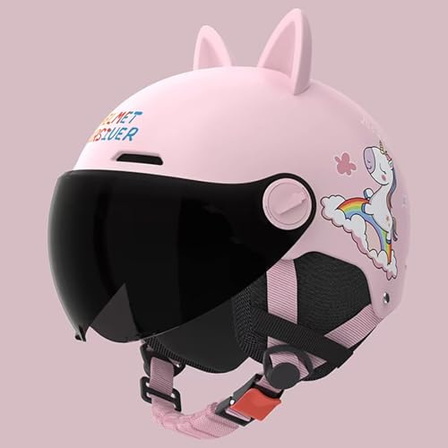 Casco De Moto para Niños De 3 A 16 Años, Casco De Moto Jet con Visera, Casco Abierto