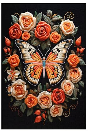 Blume Puzzle Schmetterling Puzzle Große 3000 Teile Erwachsene, Clevere Rätsel, Geschicklichkeitsspiel für die Ganze Familie, Holz Farbenfrohes Jigsaws mit Geschenkbox, Deko Wohnzimmer 81x122cm D-793