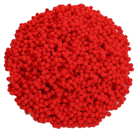Caydo Mini-Bastel-Pompons, rot, 6 mm, für Hobbybedarf und Valentinstagsdekoration, 2400 Stück