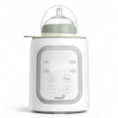 Grownsy Scaldabiberon per Bambini, Scaldabiberon Rapido 10-in-1 con Sterilizzatore e Timer, per Latte Materno o Latte Artificiale, Temperatura Precisa, Funzione Mantenimento Caldo 24h, Senza BPA, per