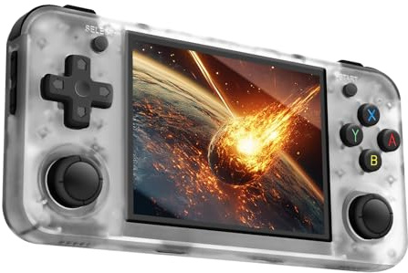 PNGOS Console de jeu portable de R36S – 128 Go avec Plus de 40 000 Jeux Rétro, Système Linux Open Source, Écran IPS 3,5 Pouces, Batterie 3500 mAh – Émulateurs pour PS1, PSP, N64, GBA et Plus – Blanc