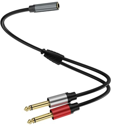 GERUI Cavo audio stereo da 6,35 mm su 2 adattatori da 6,35 mm, 1 m | Cavo audio da 6,35 mm, per chitarra elettrica, pianoforte elettronico, amplificatore per bassi, strumenti a tastiera, ecc