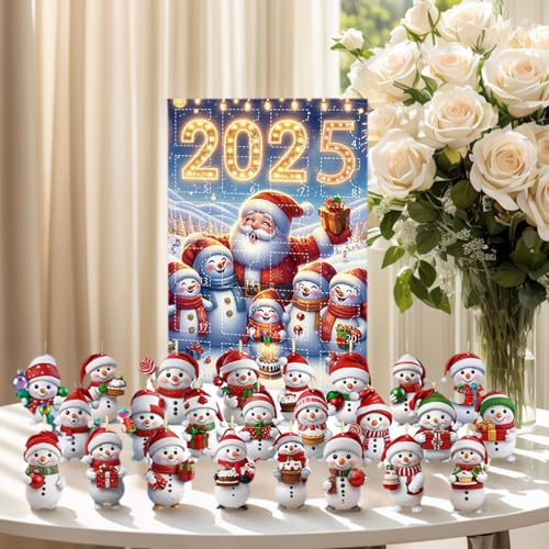Compte à rebours de Noël Calendrier acrylique 2D à suspendre Bonhomme de neige décoratif pour table fenêtre adolescents adultes