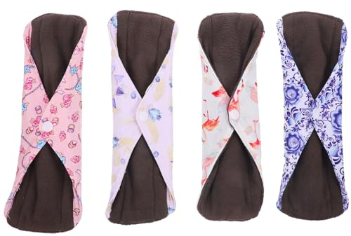 iplusmile 4 piezas Uds Compresas Menstruales Reutilizables de Bambú Absorbentes Transpirables y Lavables Almohadillas Femeninas Cómodas y Ecológicas para Uso Diario