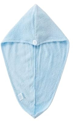 Dry Hair Cap Bamboo Fiber Hair Towels Bath Head Turban Wrap Quick Drying Anti-Frizz For Women Girls Bathroom(Blue)