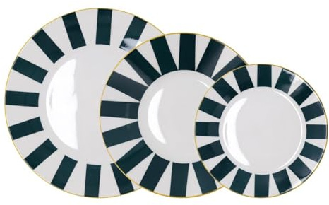 Quid Vajilla de porcelana Cherry 18 piezas para 6 personas | Multicolor, diseño redondo, acabado decorado, apilable, apta para microondas