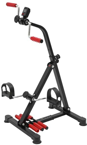 Pedaltrainer für Senioren Arm und Beintrainer mit LCD-Display, höhenverstellbarer Mini Heimtrainer Senioren Trainingsgeräte, Bewegungstrainer mit rutschfesten Pedalen, 36 × 38 × 93 cm