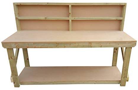 Arbor Garden Solutions Wooden MDF Workbench With Back - Work Table Handmade Strong Heavy Duty - Made From Construction Grade Timber (6ft)